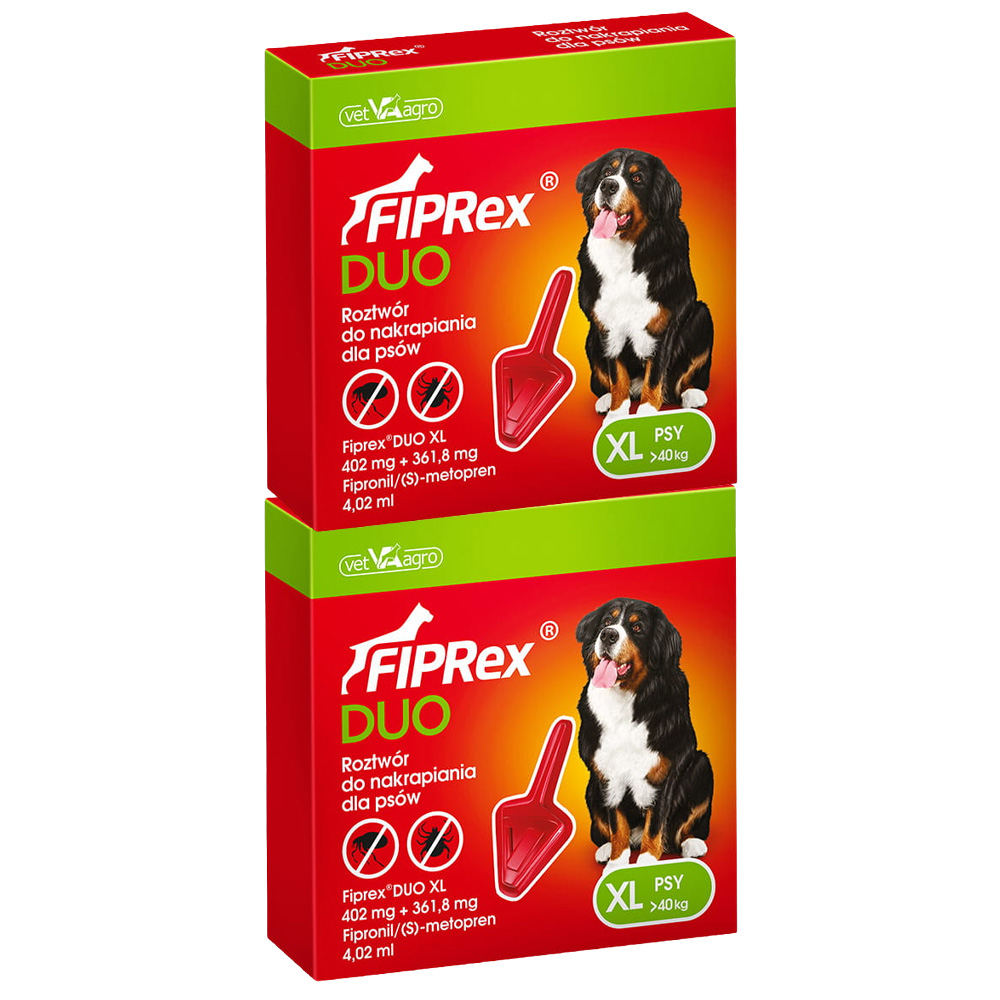 Fiprex DUO XL KROPLE na Pchły i Kleszcze dla Psa powyżej 40kg Ochrona na 60 dni